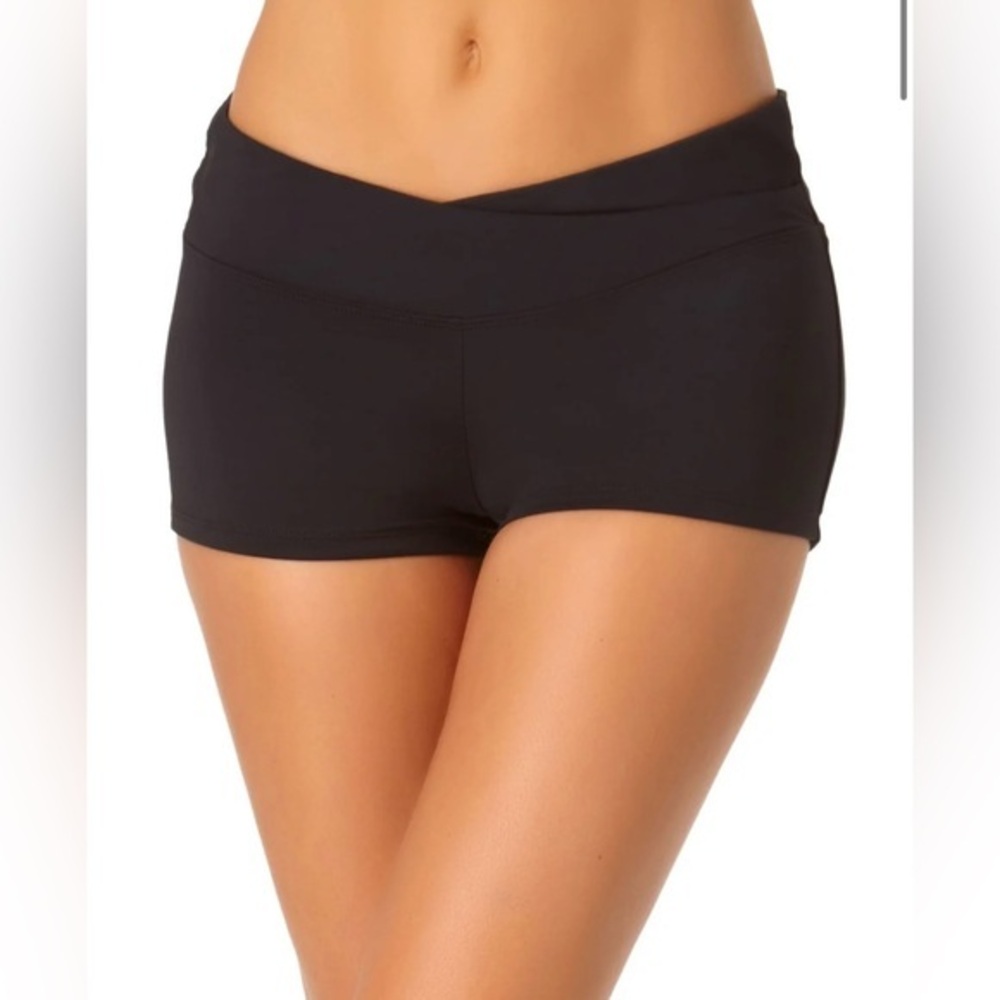 Anne Cole NWT Sz XL Live In Color Twist Front Boy Short Black-Swim  Ret $54